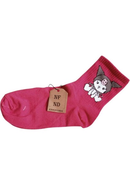 3 Çift Kuromi Sanrio Pembe Renk Çorap Yumuşak Kısa Konç Desenli Şık Rahat 36-40 fırsatları
