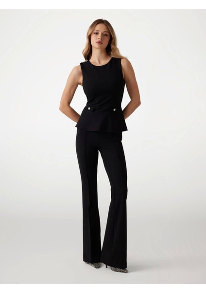 New Flared Evelına Pant Kadın Siyah Pantolon W4YB01KCBO2-JBLK