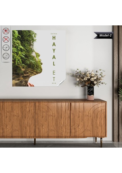 Statik Tutunma Özellikli Tablo - Poster Motivasyon (Model- 2) 150 cm x 150 cm Bstmy
