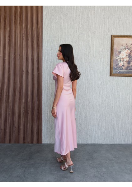 Saten Midi Elbise