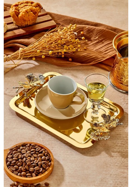 1 Adet Elegante Gold Serisi Duo Volo Prezioso Kulp Desenli Sunum Tepsi Söz Nişan Tepsisi 22X16CM
