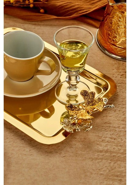 1 Adet Elegante Gold Serisi Duo Volo Prezioso Kulp Desenli Sunum Tepsi Söz Nişan Tepsisi 22X16CM