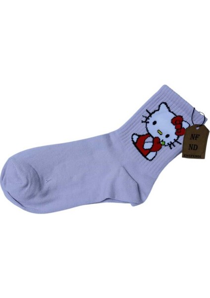 Hello Kitty Çorap Yumuşak Rahat Şık Kısa Konç Desenli Uçukpembe 36-40 Hediye