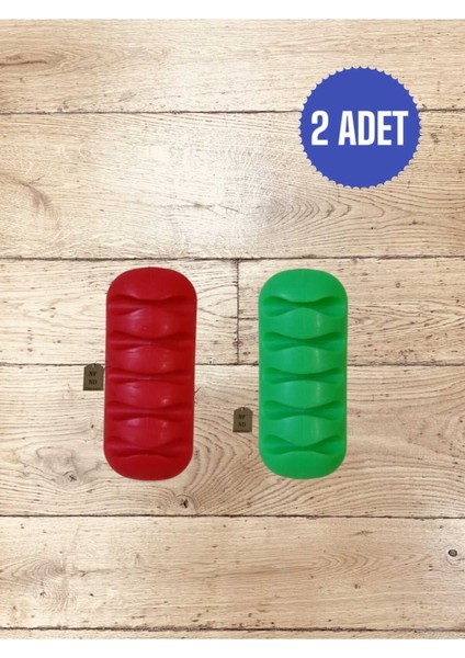 Pratik Yapışkanlı Kablo Tutucu 5 Kanallı 2 Adet Kırmızı ve Yeşil