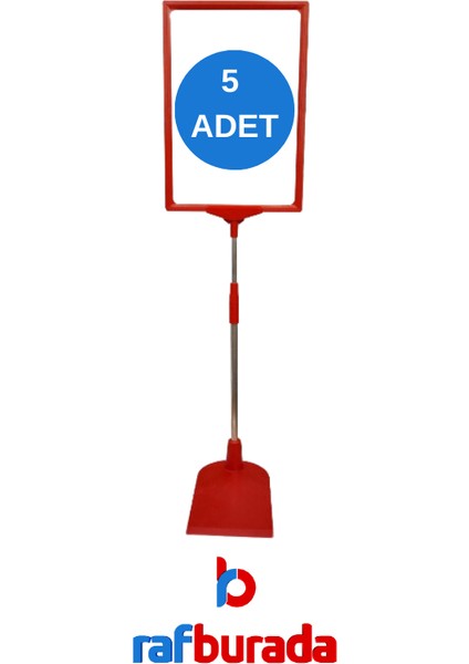 5 Adet Kırmızı A5 Ayaklı Fiyat Etiketi Sepet Etiketi Çerçeveli Fiyat Etiketi Eşek Askılık Etiketi