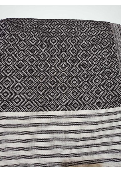 Koltuk Çekyat Örtüsü Krem Siyah Pamuklu Naturel Kolları Kaplayan Püsküllü Büyük Boy 180 x 300 modelleri