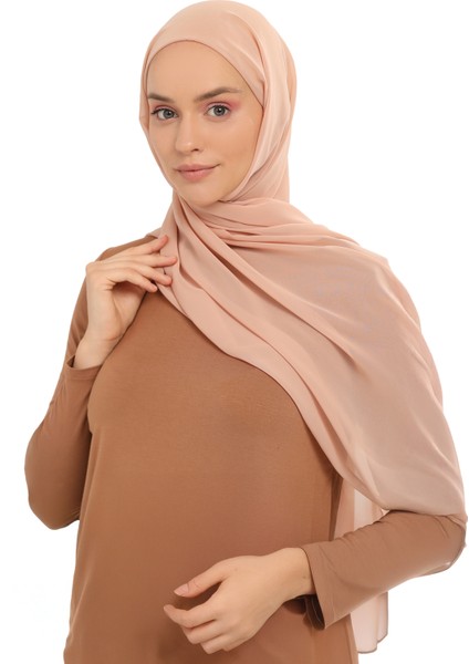 Hazır Pratik Lüks Boru Boneli Şifon Şal-Koyu Bej fiyatları