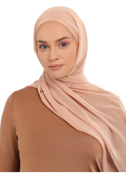 Hazır Pratik Lüks Boru Boneli Şifon Şal-Koyu Bej modelleri