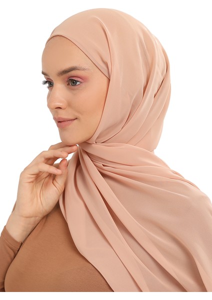 Hazır Pratik Lüks Boru Boneli Şifon Şal-Koyu Bej indirimleri