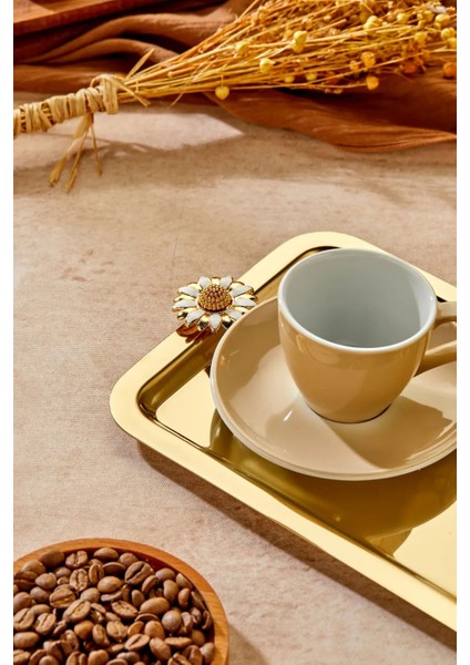 1 Adet Elegante Gold Serisi Duo Bella Flora Kulp Desenli Sunum Tepsisi Söz Nişan Tepsisi 22X16CM