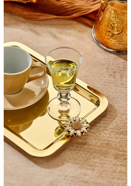 1 Adet Elegante Gold Serisi Duo Bella Flora Kulp Desenli Sunum Tepsisi Söz Nişan Tepsisi 22X16CM