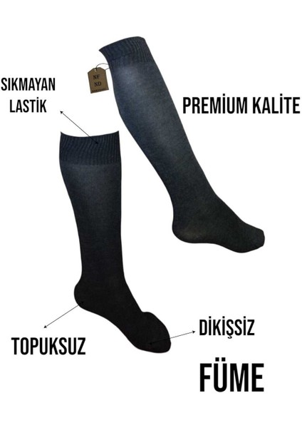 Anne Çorabı Dizaltı Lüx Kaliteli Pamuklu Dikişsiz Sıkmayan Lastik Topuksuz Kadın Pantolon Çorap Füme