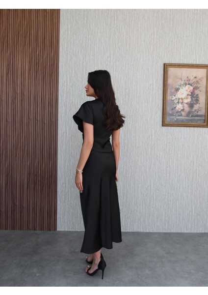 Saten Midi Elbise