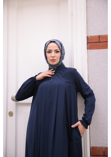 Robadan Pileli Medine Ipeği Ferace-Lacivert fiyatları