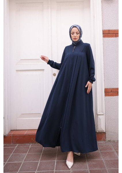 Robadan Pileli Medine Ipeği Ferace-Lacivert modelleri