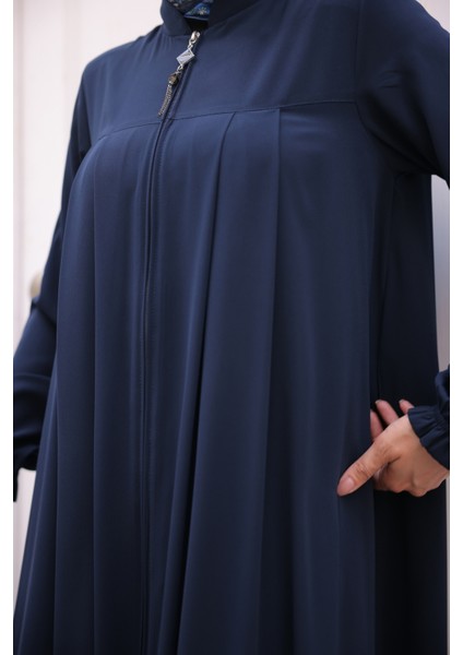 Robadan Pileli Medine Ipeği Ferace-Lacivert