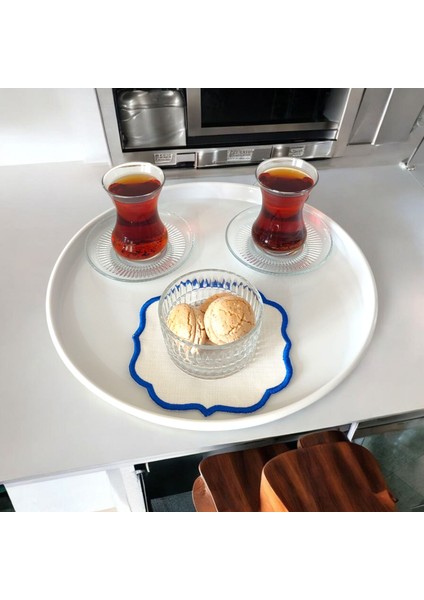 Tepsi Metal Çay Tepsisi Kahve Tepsisi Sunum Kahvaltı Tepsisi-30 cm Küçük Boy