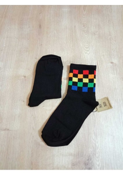 Kare Desenli Pamuklu Yumuşak Kadın Çorap Arakonç Siyah Soket Çorabı 36-40 fiyatları
