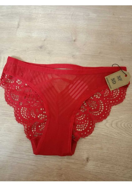 Dantelli Kırmızı Yılbaşı Güpürlü Taşlı Transparan Noel Hediye Paketli Külot 38-40 Iççamaşırı fiyatları