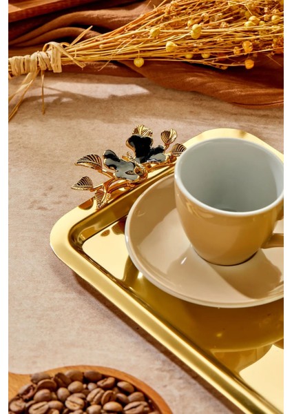 1 Adet Elegante Gold Serisi Duo Luna Nera Kulp Desenli Sunum Tepsi | Söz Nişan Tepsisi 22X16CM
