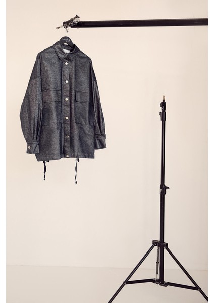 Oversıze Simli Gabardin Ceket