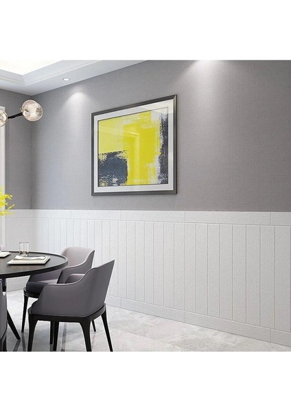 70X35CM 0,25M² Beyaz Kendinden Yapışkanlı Ahşap Lambri Duvar Paneli Köpük
