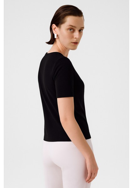 Siyah Bisiklet Yaka Kısa Kollu Kadın Kazak fiyatları