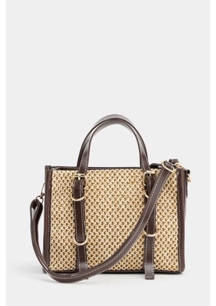 Kahverengi Kadın Örgülü Mini El ve Omuz Çantası fiyatları