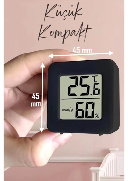 Mini Sıcaklık Nem Ölçer LCD Ekranlı Oda Termometre Duvara Takılabilen Masaüstü Isı Göstergesi Siyah fiyatları