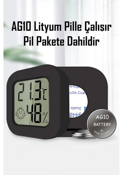 Mini Sıcaklık Nem Ölçer LCD Ekranlı Oda Termometre Duvara Takılabilen Masaüstü Isı Göstergesi Siyah modelleri