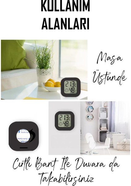 Mini Sıcaklık Nem Ölçer LCD Ekranlı Oda Termometre Duvara Takılabilen Masaüstü Isı Göstergesi Siyah fırsatları