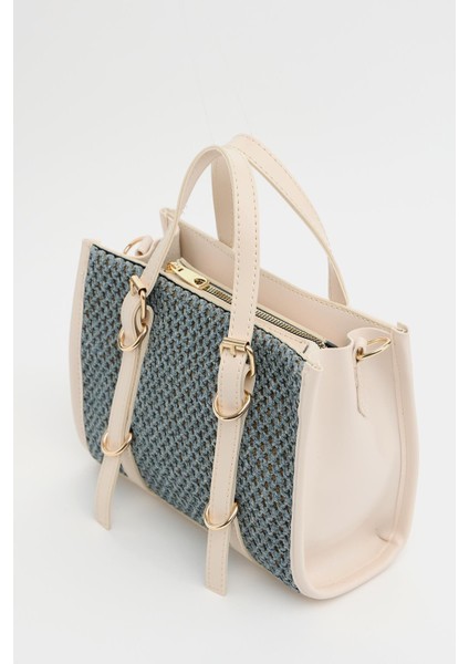 Bej Kadın Örgülü Mini El ve Omuz Çantası fiyatları