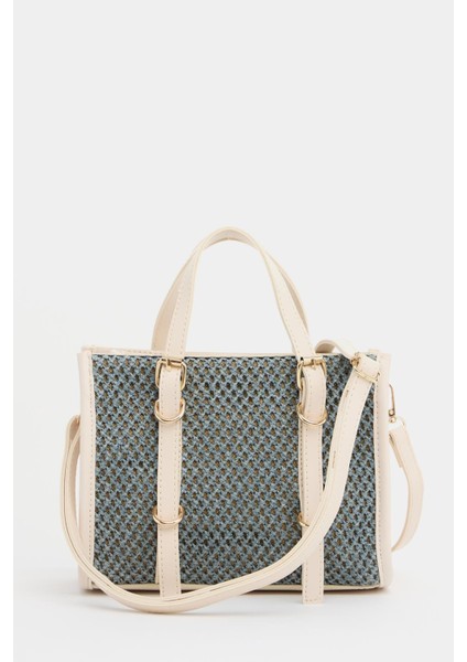 Bej Kadın Örgülü Mini El ve Omuz Çantası modelleri