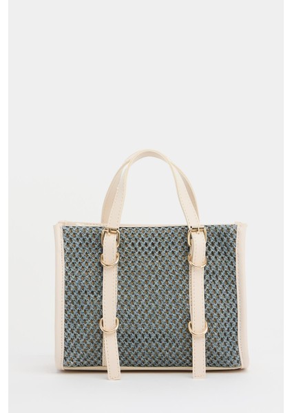 Bej Kadın Örgülü Mini El ve Omuz Çantası fırsatları