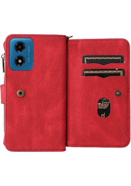 Kart Yuvası Standı Fermuar ile Motorola Moto G04/G24 Için Cüzdan Telefon Kılıfı (Yurt Dışından) modelleri
