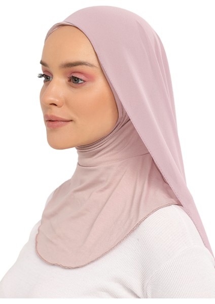 Hazır Pratik Lüks Boyunluklu Boneli Şifon Şal-Pudra