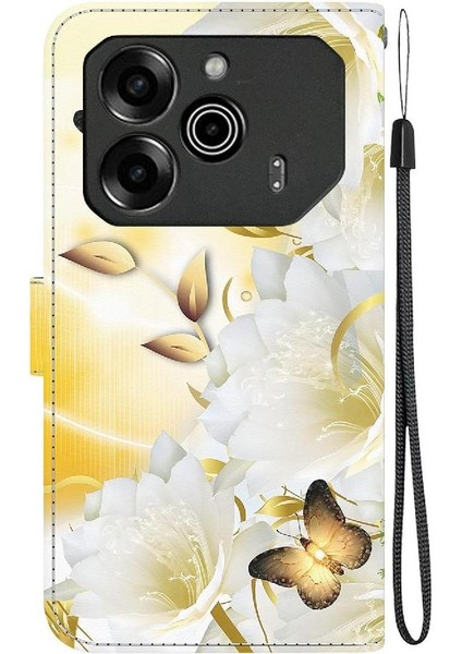 Tecno Pova 6 Pro 5g Kart Yuvaları Için Kılıf Manyetik Kapatma Pu Deri Çiçek (Yurt Dışından) indirimleri