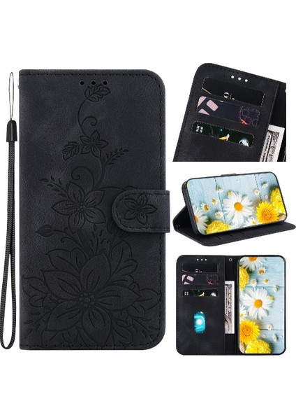Realme Gt Neo6 Se Cüzdan Manyetik Kickstand Kabartmalı Zambak Için Flip Case (Yurt Dışından)
