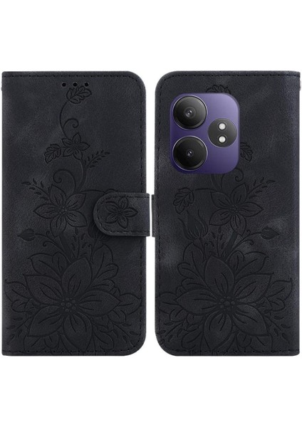 Realme Gt Neo6 Se Cüzdan Manyetik Kickstand Kabartmalı Zambak Için Flip Case (Yurt Dışından)