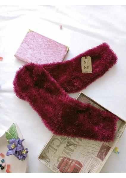 2 Çift Tüylü Kışlık Termal Patik Dikişsiz Çorap Erkek Kadın Ev-Parti Çorabı Füme Fuşya 36-41. modelleri