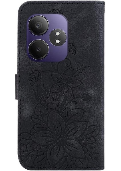 Realme Gt 6 Kabartmalı Zambak Manyetik Kickstand Cüzdan Kartı Için Flip Case (Yurt Dışından)