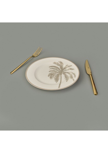 Kitchen Palm Tatlı ve Kahvaltı Tabağı - Krem / Bej - 21 cm