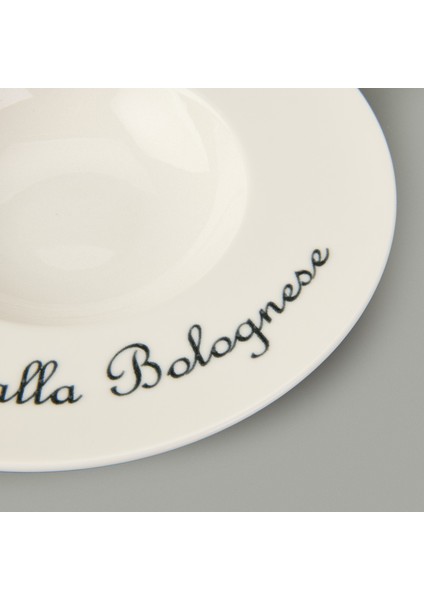 Kitchen La Luciana Porselen Makarna Tabağı - Siyah / Krem - 26 cm