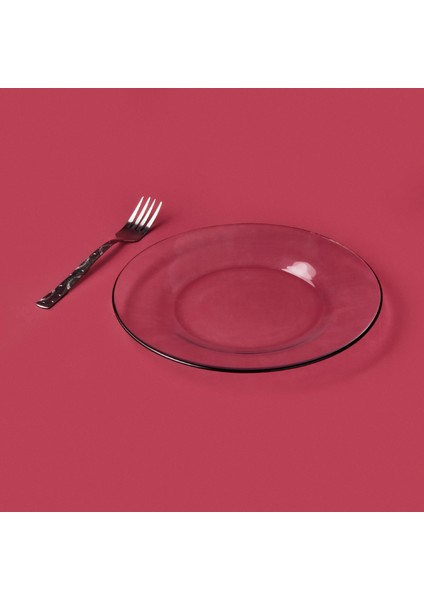 Pure Siyah Rimli 4'lü Pasta Tabak Seti - Şeffaf / Siyah - 19 cm