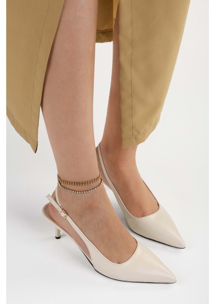 Kadın Estelle Ekru Cilt Stiletto