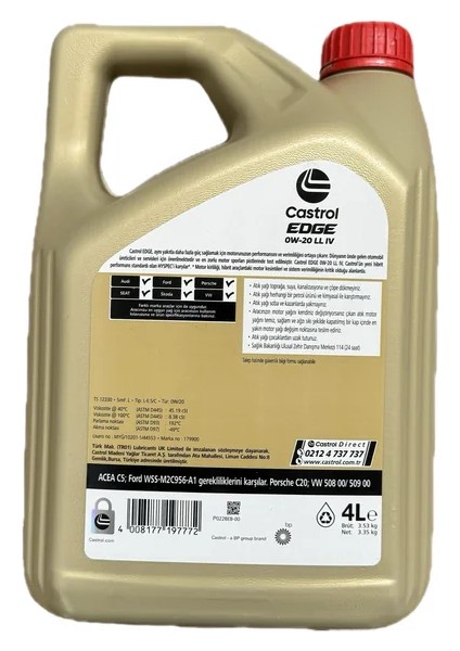Edge Ll Iv 0W-20 4 Litre Motor Yağı ( Üretim Yılı: 2025 )