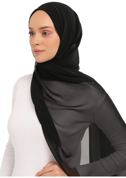 Hazır Pratik Lüks Boyunluklu Boneli Şifon Şal-Siyah fiyatları