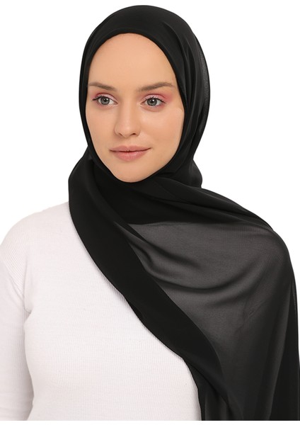 Hazır Pratik Lüks Boyunluklu Boneli Şifon Şal-Siyah modelleri