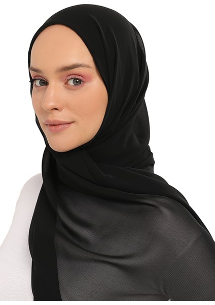 Hazır Pratik Lüks Boyunluklu Boneli Şifon Şal-Siyah fırsatları