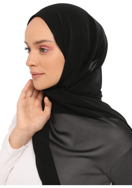 Hazır Pratik Lüks Boyunluklu Boneli Şifon Şal-Siyah indirimleri